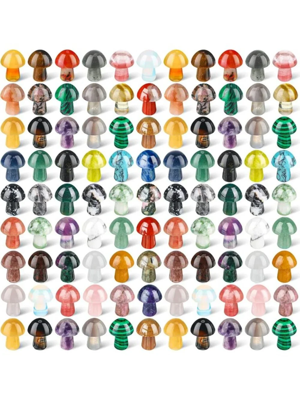 Mini Crystal Mushroom Gemstone Trinkets - 96 Pieces Decorative Sculptures